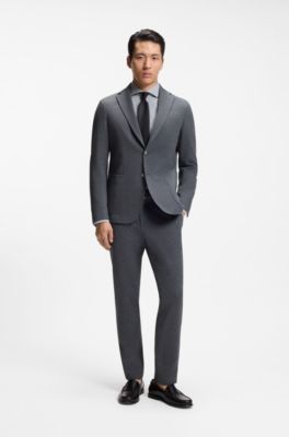 Slim-fit jacket in patterned stretch fabric, Dark Blue