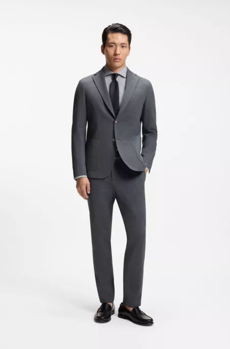 Slim-fit jacket in patterned stretch fabric
