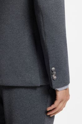 Slim-fit jacket in patterned stretch fabric, Dark Blue
