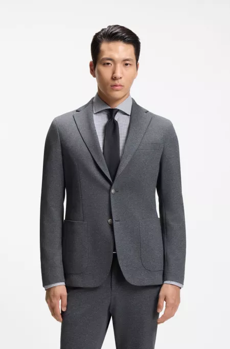 Slim-fit jacket in patterned stretch fabric