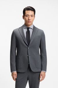Slim-fit jacket in patterned stretch fabric, Dark Blue