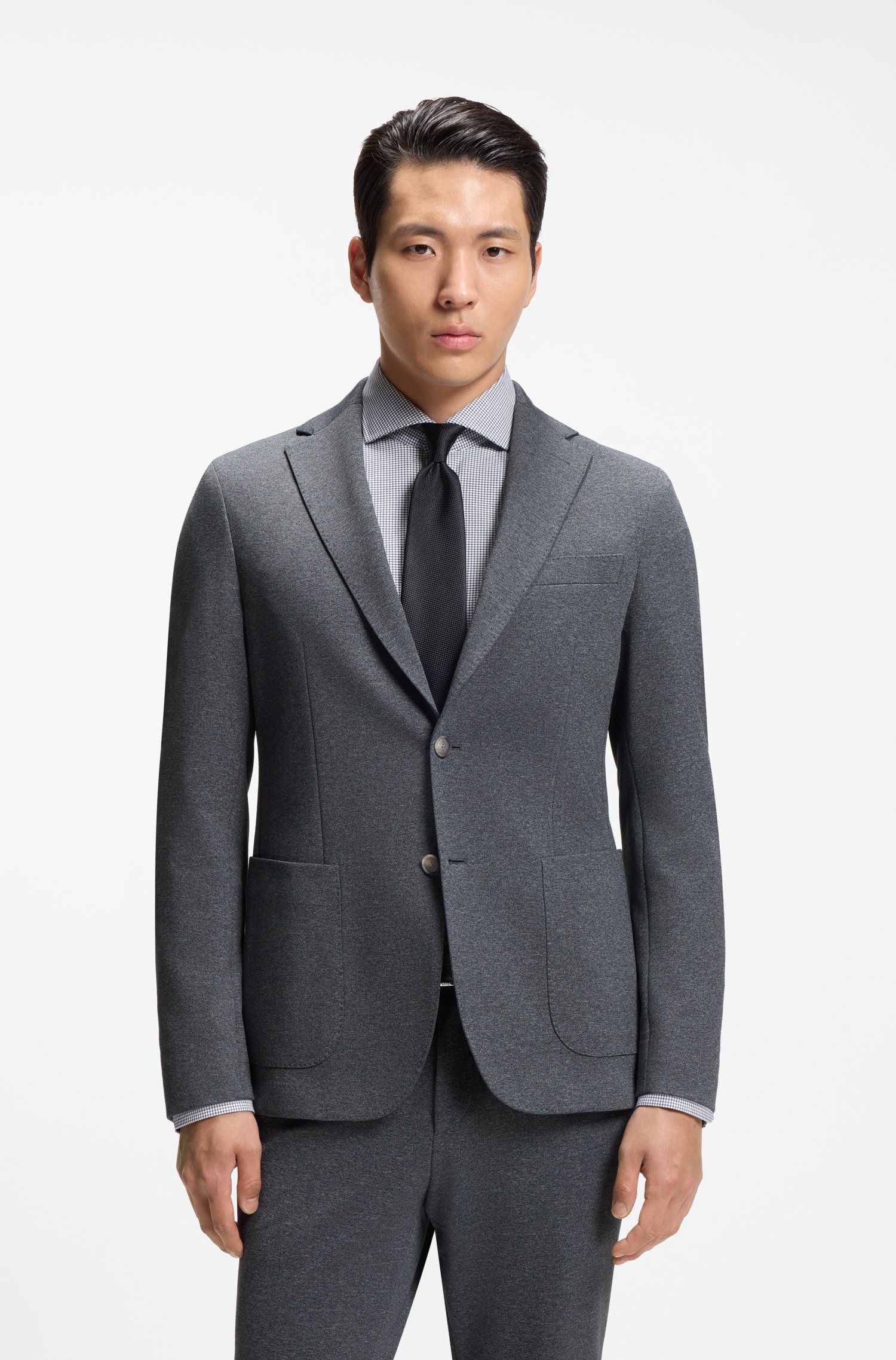 Boss Slim-fit jacket in patterned stretch fabric jackor herr