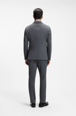 Slim-fit jacket in patterned stretch fabric, Dark Blue