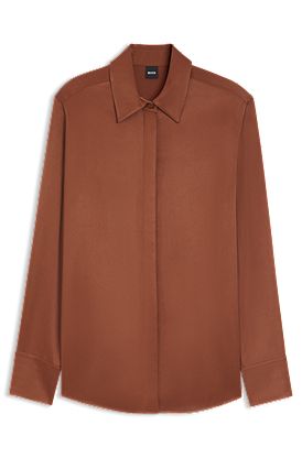 Regular-fit blouse in soft, shiny fabric