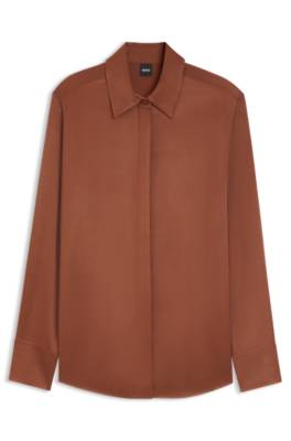 Boss Regular-fit blouse in soft, shiny fabric blusar dam – bild 4