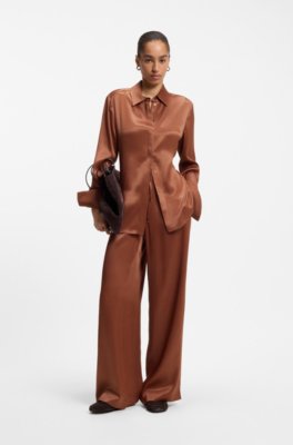Boss Regular-fit blouse in soft, shiny fabric blusar dam – bild 2