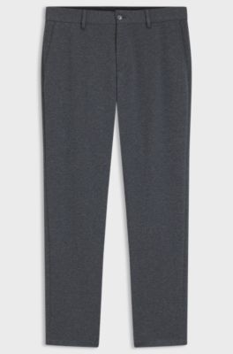 Slim-fit trousers in micro-patterned fabric, Dark Blue