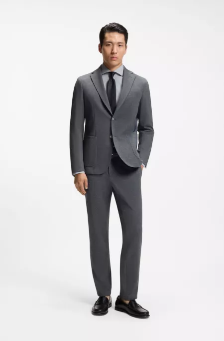 Slim-fit trousers in micro-patterned fabric