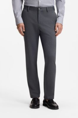 Slim-fit trousers in micro-patterned fabric, Dark Blue