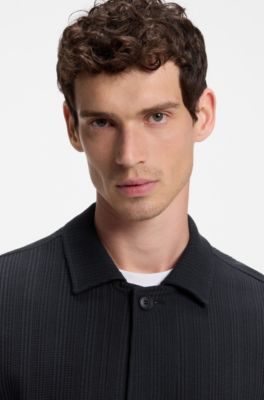 Relaxed-fit overshirt van gestreept katoen, Donkerblauw