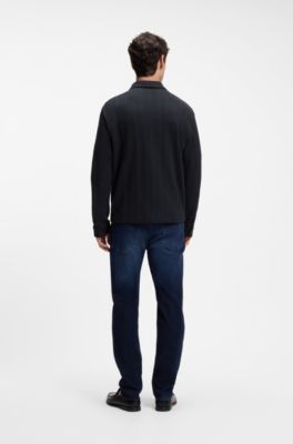 Relaxed-fit overshirt van gestreept katoen, Donkerblauw