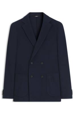 Double-breasted slim-fit blazer in patterned cotton 4