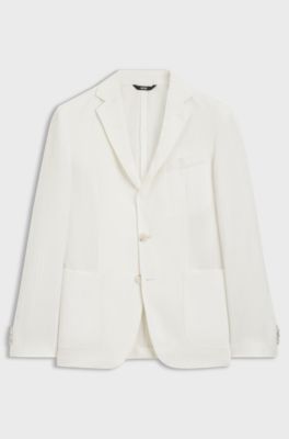 Slim-fit jacket in micro-pattern cloth, White