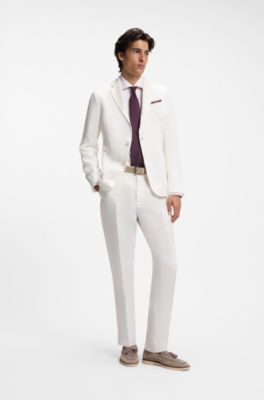 Slim-fit jacket in micro-pattern cloth, Natural