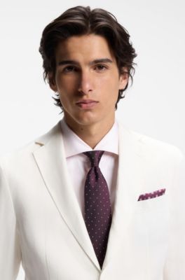Slim-fit jacket in micro-pattern cloth, Natural