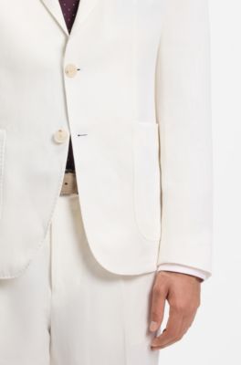 Slim-fit jacket in micro-pattern cloth, Natural