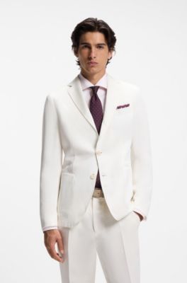 Slim-fit jacket in micro-pattern cloth, Natural