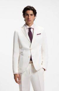 Slim-fit jacket in micro-pattern cloth, White