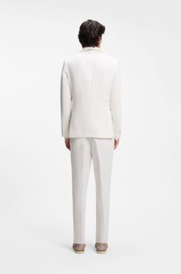 Slim-fit jacket in micro-pattern cloth, Natural