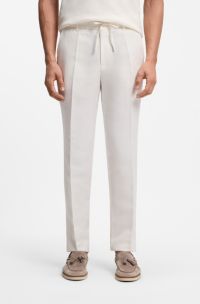 Tapered-fit trousers with drawcord waist, White
