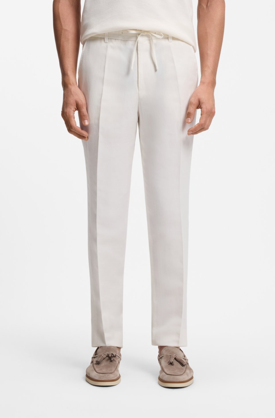 Tapered-fit trousers with drawcord waist