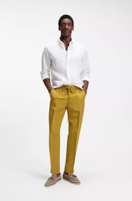 Tapered-fit trousers with drawcord waist
