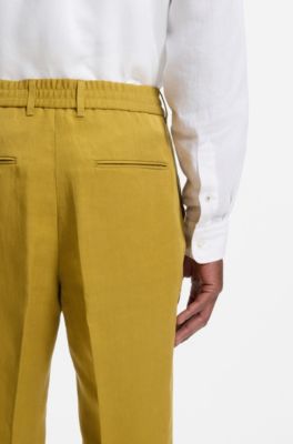 Tapered-fit trousers with drawcord waist, Gold