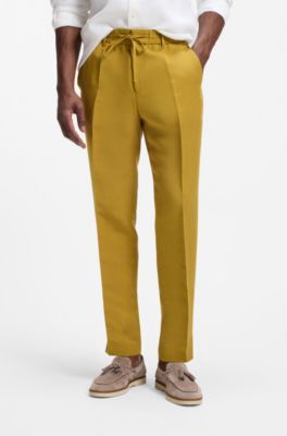 Pantalones tapered fit con cord&oacute;n en la cintura, Oro