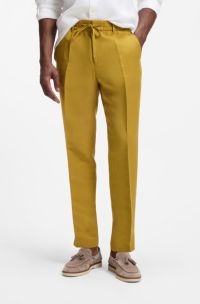 Tapered-fit trousers with drawcord waist, Gold