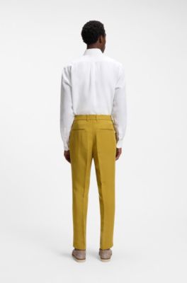 Tapered-fit trousers with drawcord waist, Gold