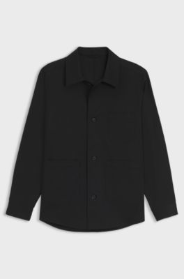 Relaxed-fit jacket in stretch cotton, Black