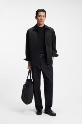 Relaxed-fit jacket in stretch cotton, Black