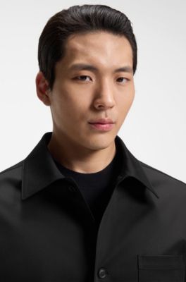 Relaxed-fit jacket in stretch cotton, Black