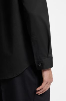 Relaxed-fit jacket in stretch cotton, Black