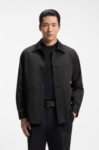 Relaxed-fit jacket in stretch cotton, Black
