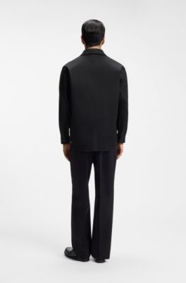Relaxed-fit jacket in stretch cotton, Black