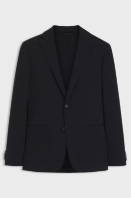 Slim-fit blazer in cotton-blend jersey, Black
