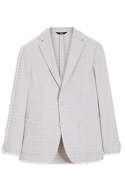 Blazer de ajuste slim em lã virgem e algodão com xadrez