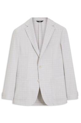 Slim-fit blazer in checked virgin wool and cotton 4