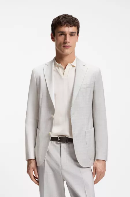 Slim-fit blazer in checked virgin wool and cotton