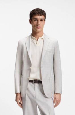 Slim-fit blazer in checked virgin wool and cotton