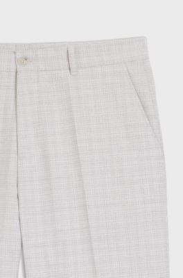 Straight-fit trousers in virgin wool and cotton, Natural
