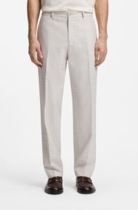 Straight-fit trousers in virgin wool and cotton, White
