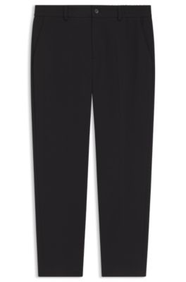 Tapered-fit trousers in cotton-blend jersey, Black
