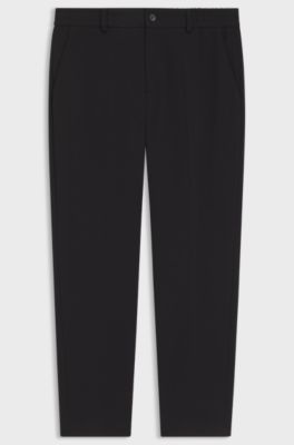 Tapered-fit trousers in cotton-blend jersey, Black