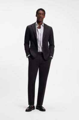 Tapered-fit trousers in cotton-blend jersey, Black