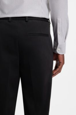 Tapered-fit trousers in cotton-blend jersey, Black