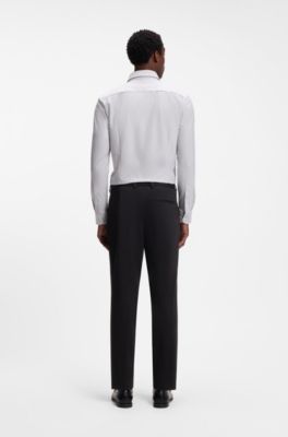 Tapered-fit trousers in cotton-blend jersey, Black