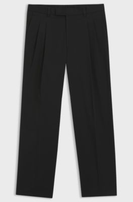 Relaxed-fit trousers in stretch cotton, Black
