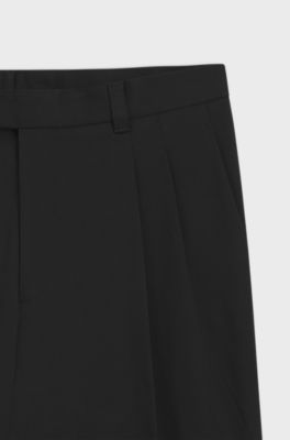 Relaxed-fit trousers in stretch cotton, Black
